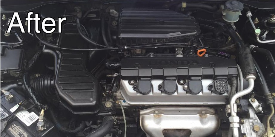 Before and After Engine Steam Cleaning